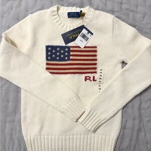 Ralph Lauren Cream Sweater with American Flag